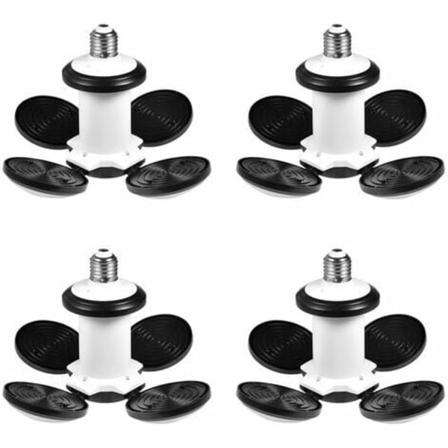 4-pakks garasjelys, 60W LED-garasjelys E27 E26 deformerbar 4-panelers justerbar superlys LED-taklampe for Gara