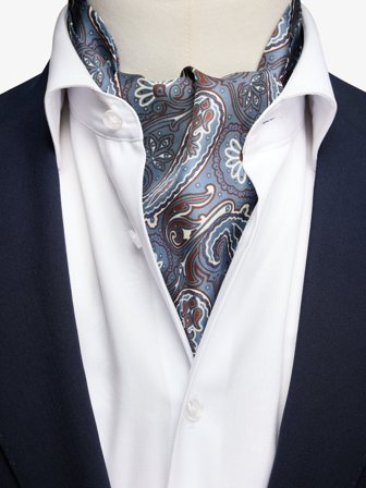 John Henric Men's Mittelblauer Seiden Krawattenschal Paisley Size Onesize
