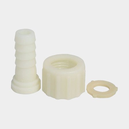 Raccordo per tubo di scarico Barka, 3/8" G (BSP) (interno) / 12 mm (15/32′′) tubo, plastica, bianco