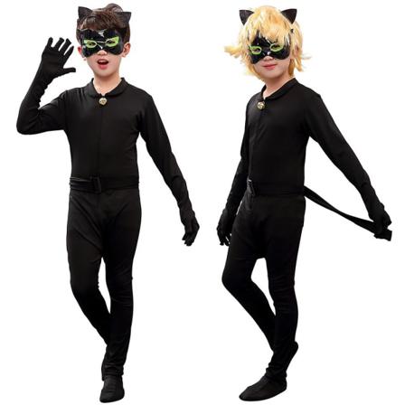 Svart Katt Med Svansperuk, Scendräkt För Flickor 130 140cm