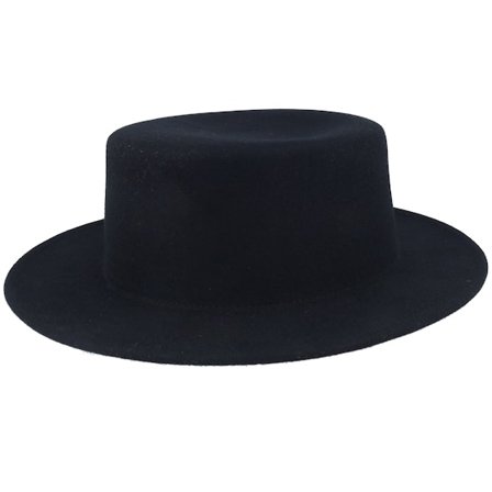 Seeberger - Nero traditionalbeanie Cappello - Wool felt Matelot Black Boater @ Hatstore