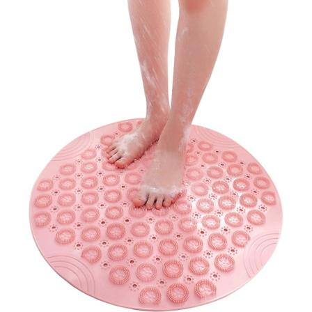 Dusjmatte, Rund Sklisikker Badekarmatte Med Sugkopp, Antibakteriell Gummi Dusjmatte, Med Dreneringshull pink