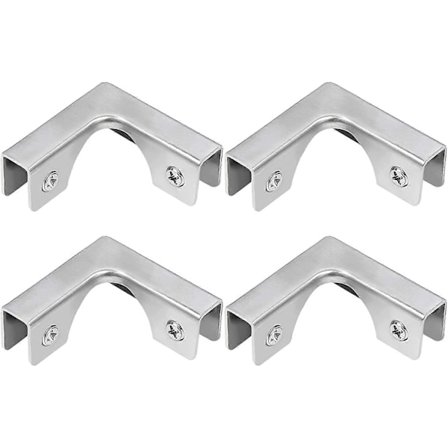 Lasipuristin, 4 kpl L-muotoisia ruostumattomasta teräksestä valmistettuja lasiliittimiä, 8-10 mm lasille (FMY)