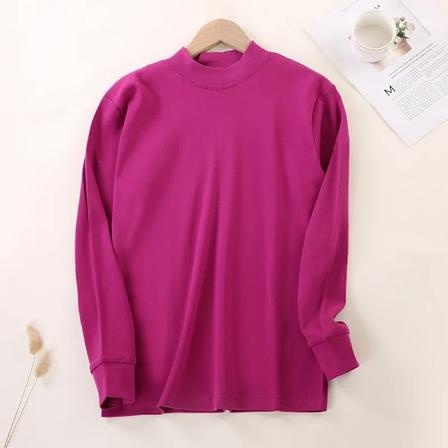 Efterårs- og vintermænd ren bomuld tynd langærmet efterårstøj basis underjakke termisk undertøj enkelt kvinder Fortykkelse Fleece Women-purple-M L