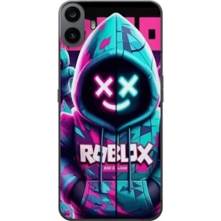 Kompatibelt Mobilskal till Nothing Nothing CMF Phone 1 Roblox Neon huvtröj figur med en maskerad karaktär i blått och rosa neonfärger som ger en t