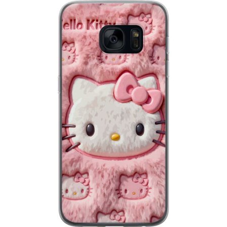 Kompatibelt Mobildeksel til Samsung Galaxy S7 Hello Kitty rosa fluffy bakgrunn med ikoniskt ansikt og kawaii-estetikk