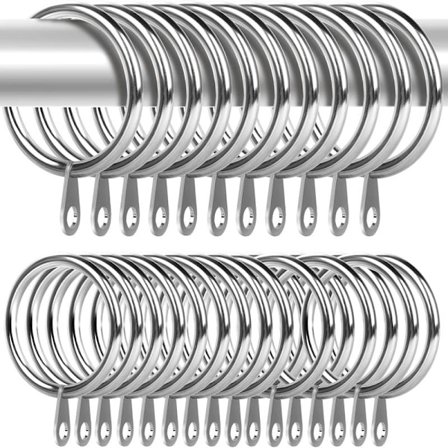 50-pak Metal Gardinringe 32 mm Indvendig Diameter Gardinstangsringe Sølv Hængende Ringe til Gardinstænger, Bruseforhængsstænger og Draperier
