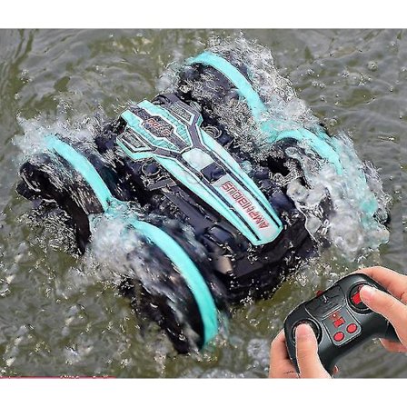 Fjernbetjent bil 2.4g amfibie stunt rc bil dobbeltsidet tumlende kørsel børns elektriske legetøj til dreng