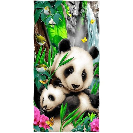 Precious Pandas Supermykt Plysj Bomull Strand Badebasseng Håndkle - - -ys