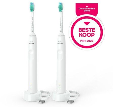 Philips 3000 series 3100 series HX3675/13 2x Elektrische Schallzahnbürsten - Weiß