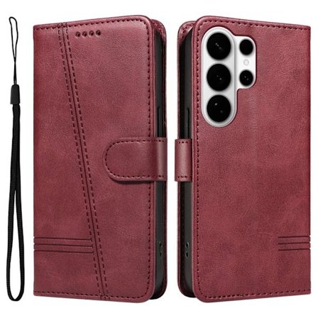 T-Shape Samsung Galaxy S26 Ultra Plånboksfodral Konstläder Ställ - Vinröd