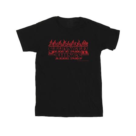 Netflix Girls Stranger Things Flames Bomull T-shirt 12-13 år Black 12-13 Years