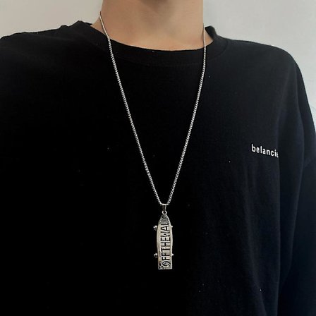 Långt bokstavshalsband - rostfritt stål tröja kedja, skateboard