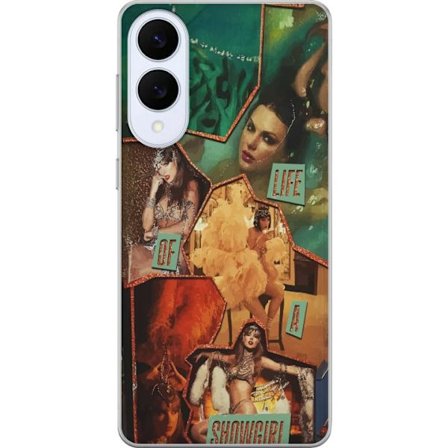 Kompatibelt Mobilskal till Samsung Samsung Galaxy S25 Edge Taylor Swift Livet som Showgirl - Gyllene Showgirl med Hatt och Glamour