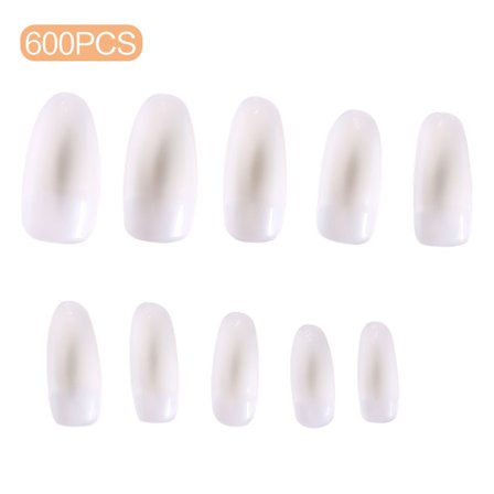 Soikeat pyöreät läpinäkyvät puolipeitevärit keinotekoiset kynnenkärjet keinotekoiset kynnet manikyyrivälineet luonnollinen väri