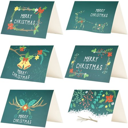 24 st Julkort, Blommönstrade Gratulationskort, 24 Kort +