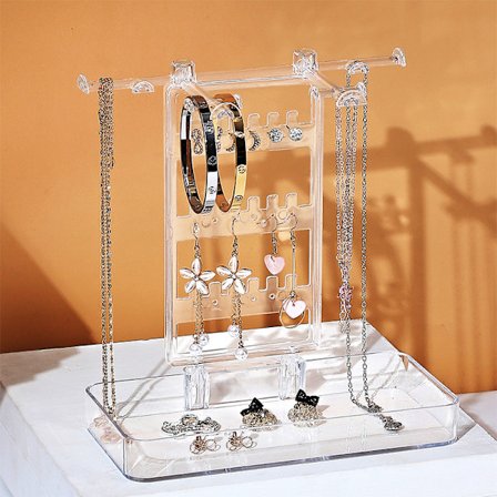 Smykkeorganiseringsstativ Armbånd Ring Ørering Halskæde Smykkeholder Organizer og Opbevaring Smykkebakke til Kvinder (Akryl transparent)