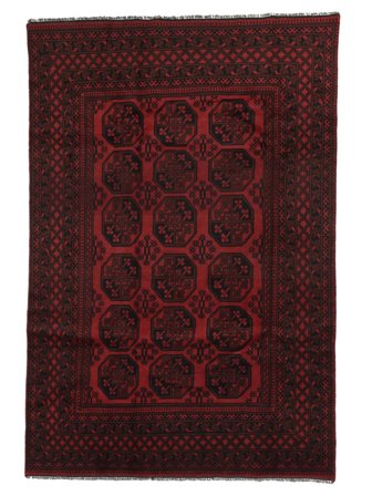Håndknyttet Afghan Fine Teppe 188X274 Svart/Mørk Rød