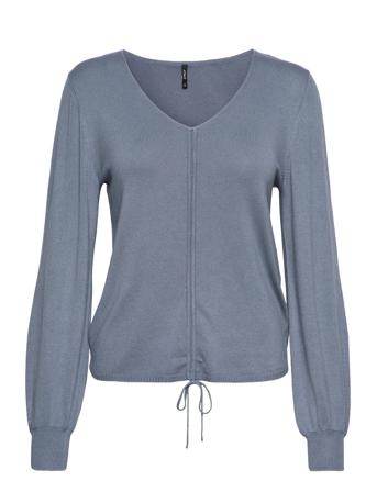 Onlvivi Ls V-Neck Ruched Pullover Cs Knt Pullover Blå ONLY