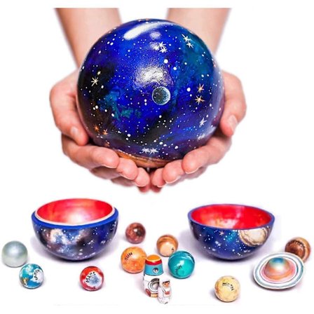 Sol System Modell Universum Lärokit med 8 Planeter Sol System Leksaker för Barn, Raket Sol Måne Astronaut Modell Examenspresent