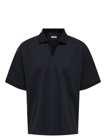 ONLY & SONS Onscali Loose Ss Resort Polo Art - Black - L