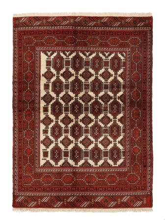 Handgeknoopt Perzisch Turkaman Vloerkleed 132X181 Zwart/Donkerrood