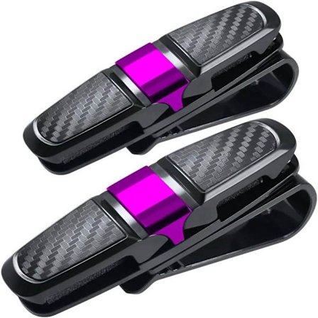 2-pakning Solbrilleholder for bilens solskjerm, Solbrille-/brillefeste med billettklips - Roserød + Elektroplettert Sølv