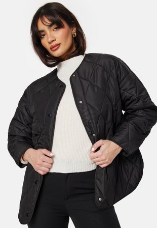Pieces Pcstella Quilted Jacket Black Klær