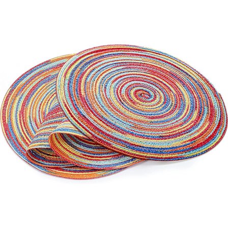 4 st regnbågsformade runda placemats 12 tum vävda halkfria tvättbara placemats för köksbord
