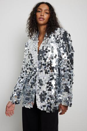 Handpicked x NA-KD Blazer à paillettes grand - Blazers - Argent - EU 34