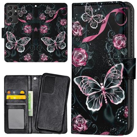 Samsung Galaxy S21 Ultra - Lommebok Deksel Sommerfugler