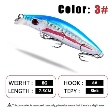 Synkende Fiske Lure Minnow Lure FARGE 3 FARGE 3