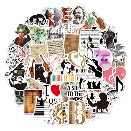 Musik Klistermærker 100 Beethoven Bach Mozart Musikinstrumenter Guitar Klaver Krus Dekoration Klassisk Musik Klistermærker