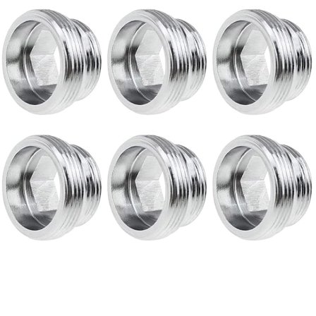 6 st Silver Metall Kran Adaptrar M20 till M25 Kran Munstycke Anslutningsadapter Yttre Gängadaptrar med Gummitätning - för Köks- och Badrumskran