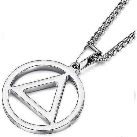 Kaulakoru miehille ruostumattomasta teräksestä Aa Recovery Triangle -kaulakoru raittiuden lahjoja miehille