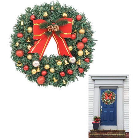 Varm LED-belysning Julkrans, Dekorativa Julkulor Ger Charm till Din Dörr, 30CM Diameter för Juldekorationer Inomhus och Utomhus