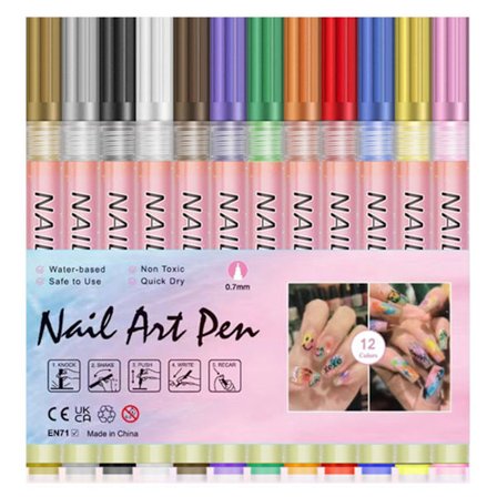 12 st Nagelkonst Liner Penslar Set Professionell Fin Spets Ritning Målning Prickverktyg Kit För UV Gel Polish Design DIY Manikyr