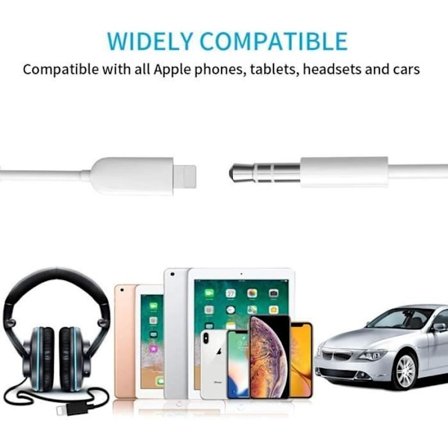 Adapterkabel - Apple - iPad Mini 2 - Lightning til Jack 3,5mm - Stabil lydoverførsel - Klar lyd