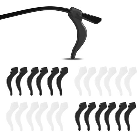 ING 12 par silikone skridsikre ørekroge brillekroge stænger skridsikre stænger briller skridsikre ørestykker silikonebriller sort gennemsigtig