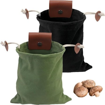 2-pak Svampeplukker Taljetaske, Canvas Jungle Overlevelsestaske, Mad-Voksdug Taske med Lynlås til Vandring, Camping