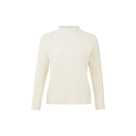 Yaya, Ribbed Turtleneck Sweater wth ls in regular fit wool white Wit, Dames, Maat:L