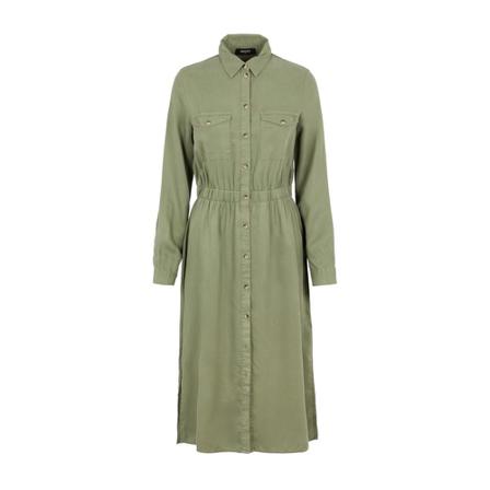 Pieces, Pcnola LS Midi Shirt Dress Groen, Dames, Maat:S