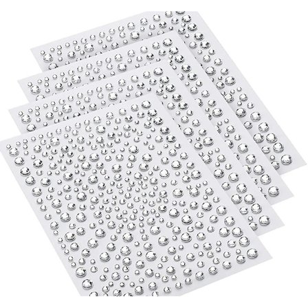 4 Ark Strass Dekaler Självhäftande Strass Stenar Hantverk Pärlor Glitter Blandad Storlek Ro