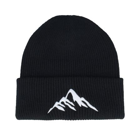 Wild Spirit - Nero cuff Beanie - Mountain 3d Black/White Soft Deep Cuff @ Hatstore