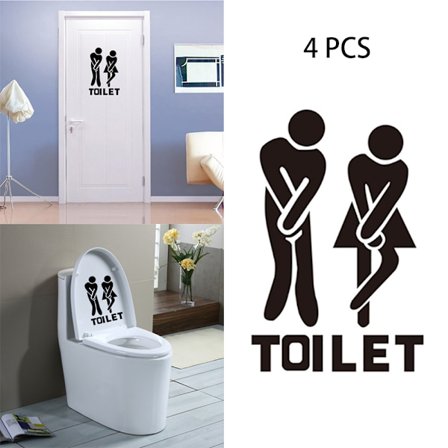 4 stk. Vægsticker, DIY Aftagelig Mand Kvinde Toilet Toilet Bad WC Skilt, Dørtilbehør Vægsticker Hjemmedekoration til Børn Stue Hjemmedekoration
