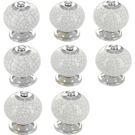 Set med 4 runda dörrknoppar i keramik för skåp och lådor, Bohem