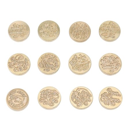 12 stk. "Tak" Vokssegl Stempel Retro Antik Forseglingsvoks Scrapbooking Stempler Hoved Bryllupsdekoration
