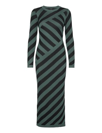 Vmtrudy Ls O-Neck Ankle Dress Ga Dresses Knitted Dresses Grønn Vero Moda*Betinget Tilbud