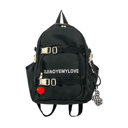 Kvinner jente ryggsekk skulderveske skolesekk Kontrast Skateboard Street Trendy Joker Casual Student Black