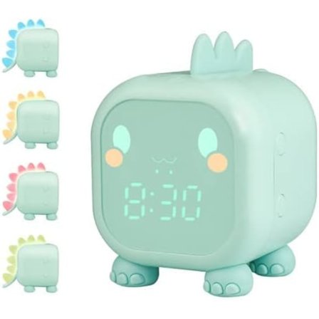 Børnevækkeur Digital til Soveværelse, Drenge Vækkeur Dinosaur, LED Solopgang Vækkeur Piger Ur Lydløs Vækkeur